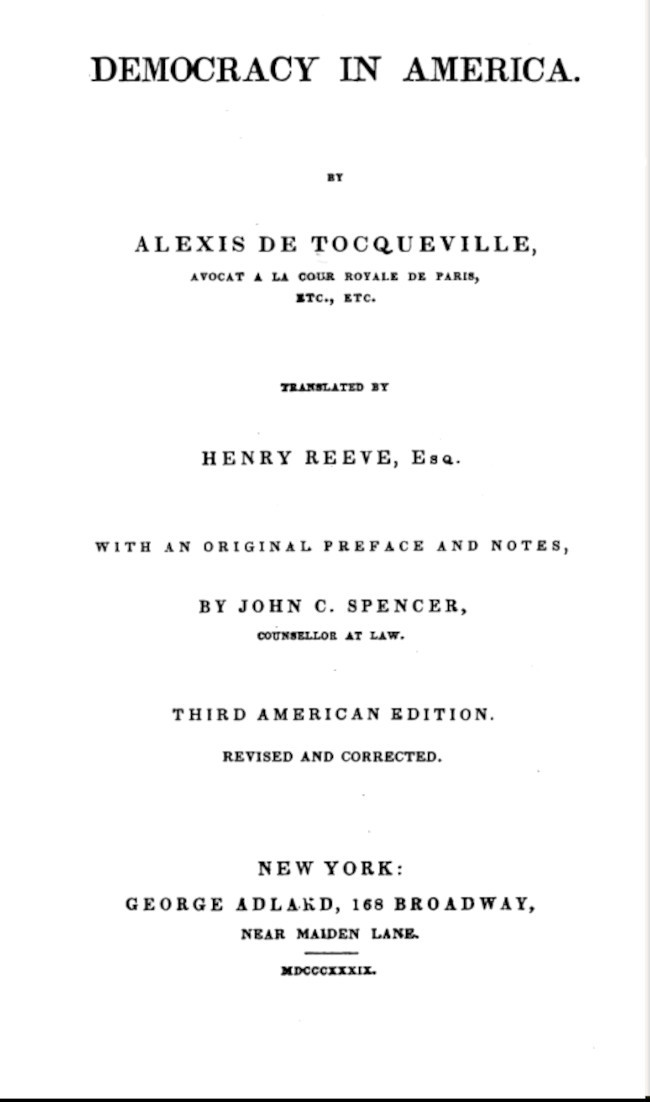 Democracy in America — Volume 1 - Alexis de Tocqueville